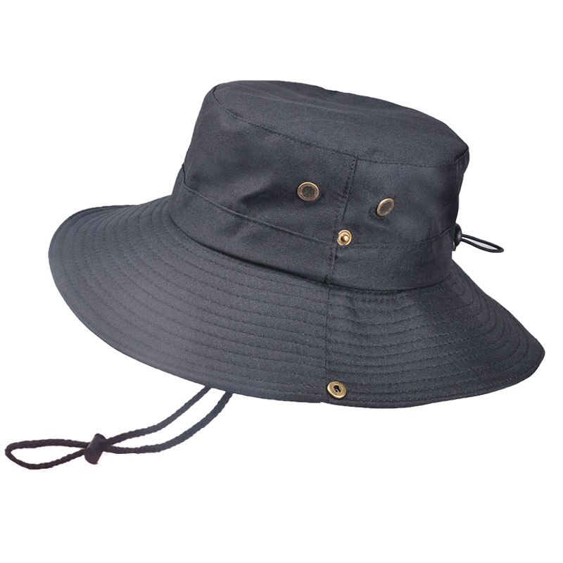 Outdoor Zonnehoed Mannen Bergbeklimmen Grote Rand Ademend Hoed Mannen Zon Bescherming Uv Visser Hoed Cap: Black