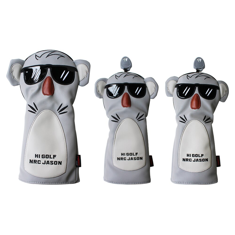 golf Headcover koala Stlye osłona główki kija golfowego dla kierowcy farwater hybrydowy miotacz PU skórzany ochraniacz: 1 zestaw 135