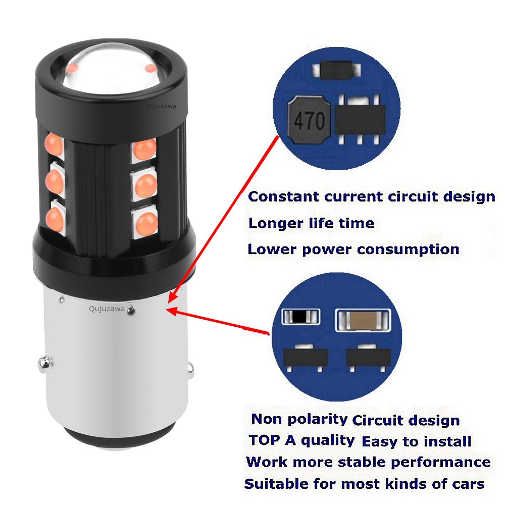 2 stück 1157 -fach 15d p21/5w led-auto-rückleuchten, bremsleuchten, automatische blinker, tagfahrlicht, rot, weiß, gelb
