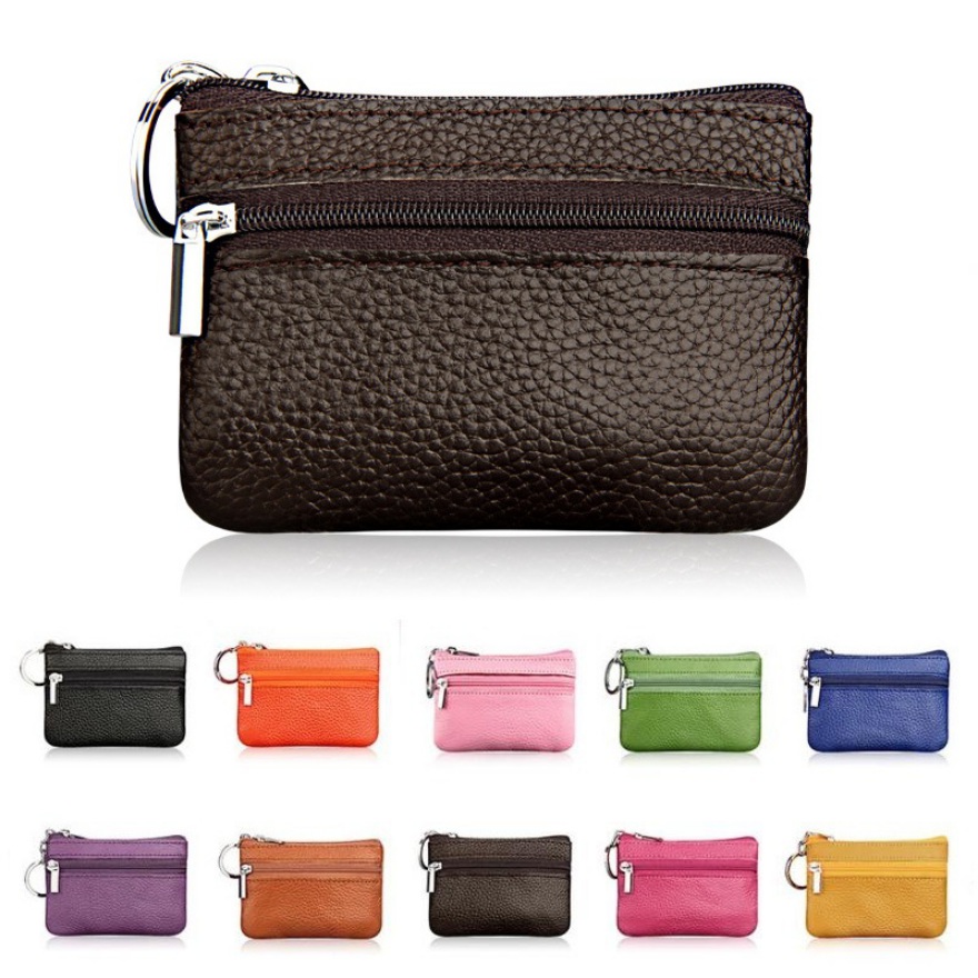 Brand Women Vintage Faux Leather Coin Purse Lady Short Small Coin Purse Soft Wallet Clutch Two Zipper Bag