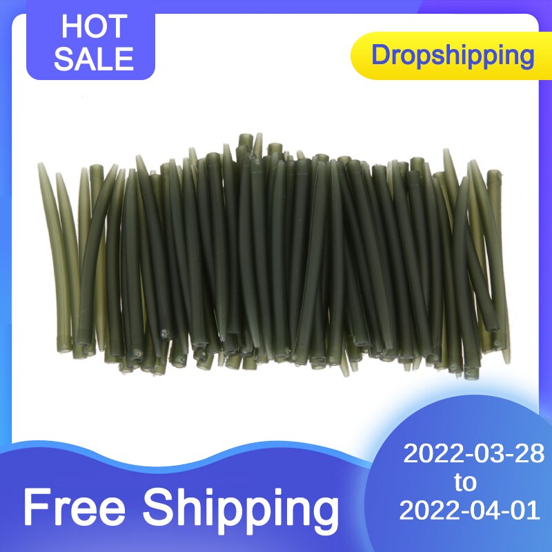 Terminal Carp 100 PCS Fishing Hook Rubber Tip Tube Anti Tangle Sleeves Connect with Fishing Hooks Carp Fishing Tackle Boxes 53mm