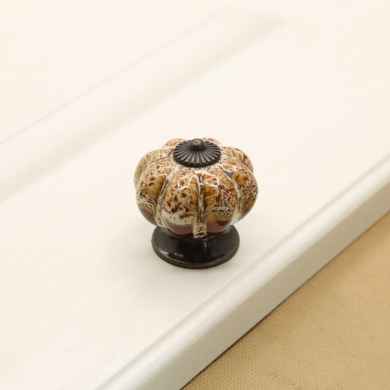 10 stücke 40mm Bunte Keramik kürbis Schrank Knöpfe Tür ziehen Griffe Schrank Schublade Schrank Möbel Griff Knöpfe