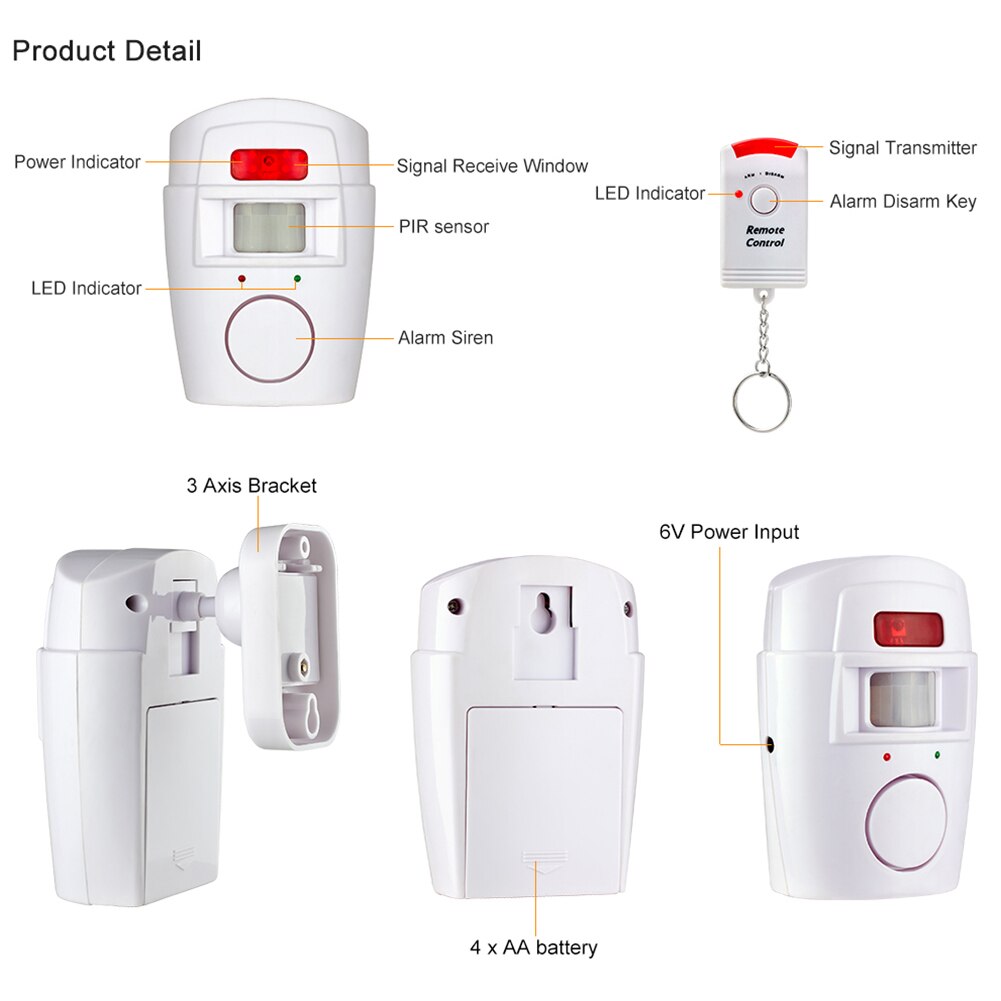 Motion Sensing Alarm Remote Control Infrared Wireless Door Window Home Alarm Wireless Motion Alarm Sensor Remote Control Alarm