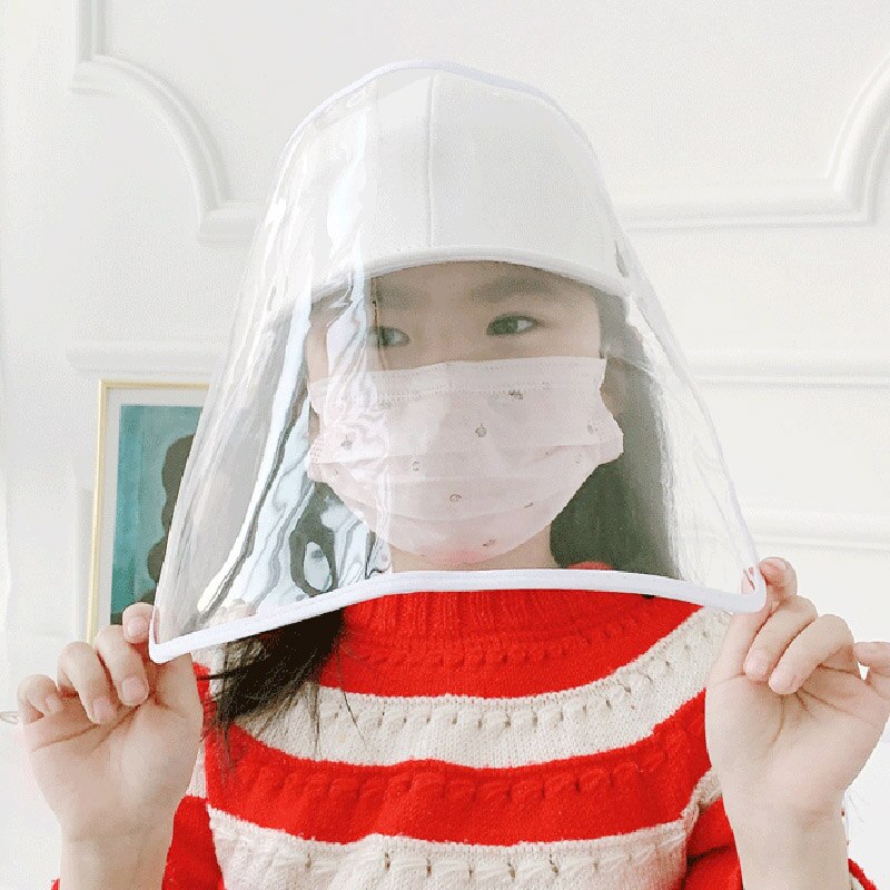 Kids Spring Baseball Cap Hat Cap Anti Fog Dust Hat with Protection Cover for Girls Boys HFing: White