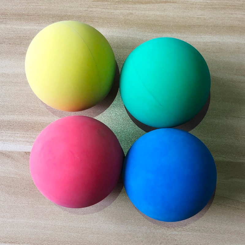 12 st/lot 5.5cm gummi högstudsande squashboll gummi låghastighets ihålig racketboll träningsträning slumpmässig färg
