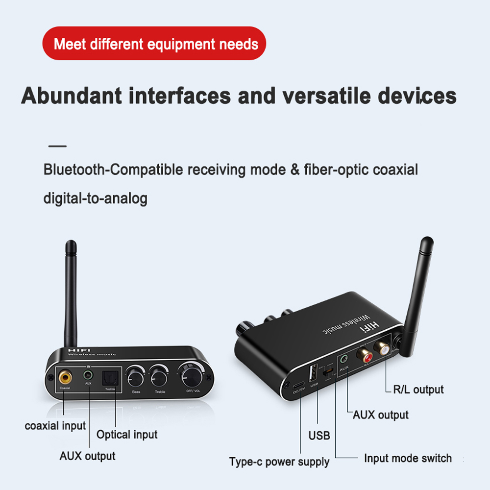 Optischer koaxialer Audio-Decodierung konverter U-Disk 3,5mm Aux RCA Bluetooth-kompatibler WLAN-Adapter