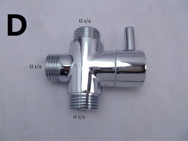 Three-way Water Diverter T-shaped Adapter Shower Diverters Connector Toilet Bidet Water Separator Faucet Splitter Valve: D