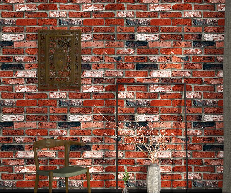 Beibehang Moderne baksteen 3d steen behang roll Groene baksteen Rode bakstenen muur achtergrond behang voor woonkamer pvc 3D behang: 1501