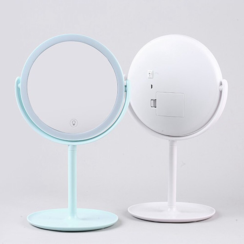 360 Degrees Rotation Makeup Mirror 22 LED Lights Touch Screen Dimmable Table Mirror USB Power Supply