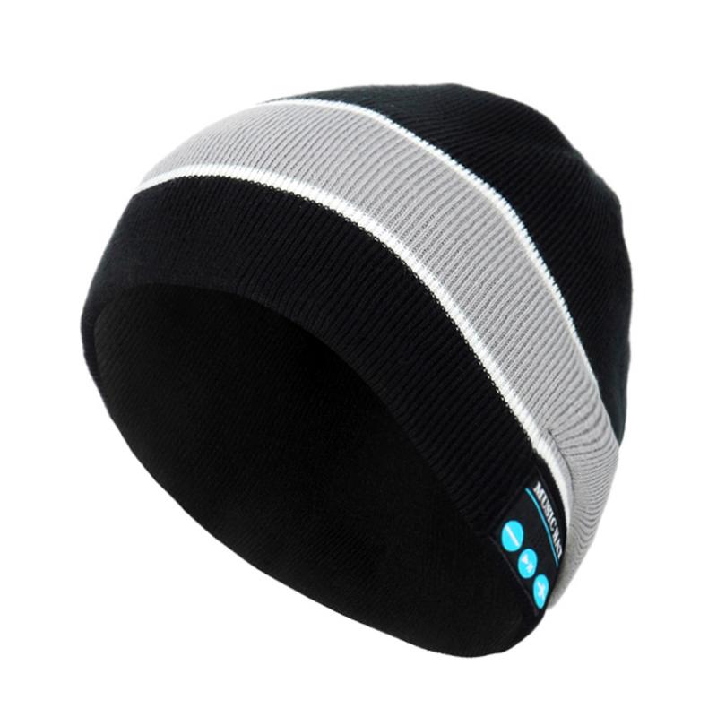 Auriculares inalámbricos con Bluetooth, diadema deportiva para música, gorro inteligente, gorro de invierno con altavoz para teléfono inteligente: black gray