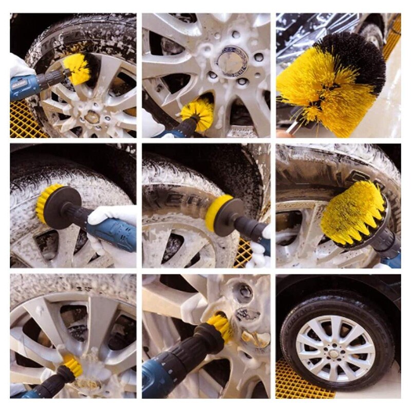 8Pcs Drill Brush Scrub Brush Drill Attachment Kit Drill Powered Cleaning Brush Attachments for Cleaning Tile and Grout