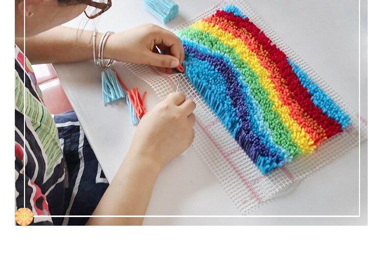 Klink Haak Tapijt Kits Rood Kussen Tapijt Cover Vloermat Rood Blad Naaien Handwerken Voor Volwassenen Kids