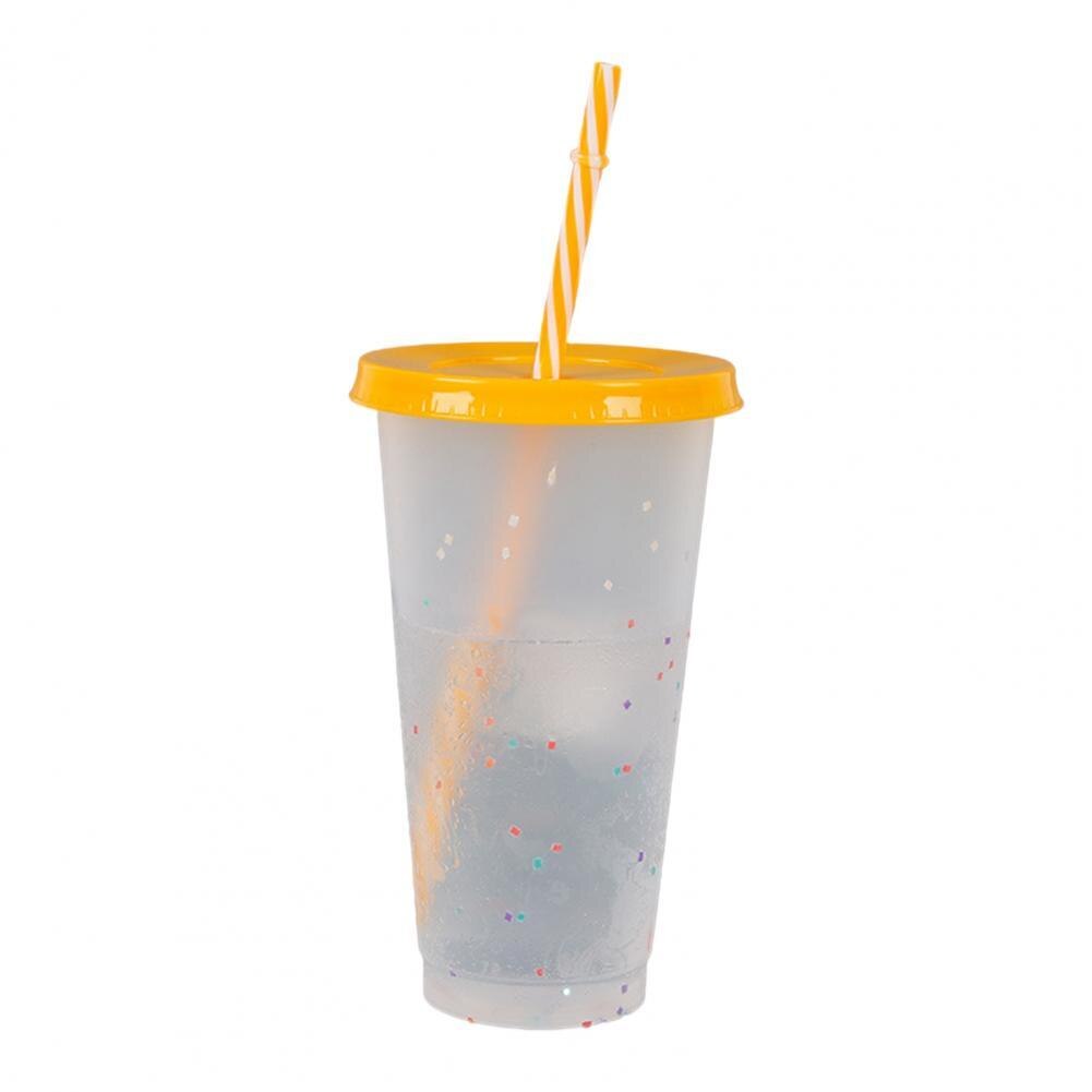Reusable Straw Cup Water Tumbler Plastic Cup Sequined Glitter Water Mug Tumbler with Straw Drinking Cup vaso con tapa y pajita: Orange