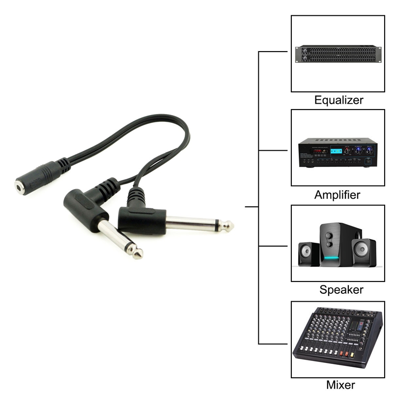 3.5 Mm Mini 1/8 Inch Trs Stereo Vrouwelijke Jack Naar Dual 1/4 6.35 Mm Mannelijke Plug Mono Ts Haakse audio Adapter Y Splitter Kabel: Default Title
