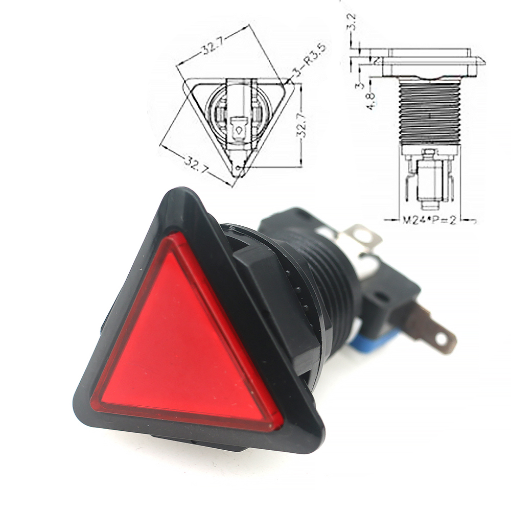Arcade Game Drukknop 12V Led Lamp Vierkante Ronde Rechthoekige Driehoek Met 24mm Schroef Voor Flipperkast onderdelen Swing Machine DIY: Chocolade