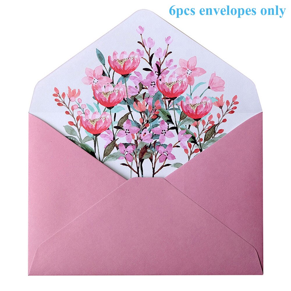 Sobre de flores impresas, sobre de tarjeta de felicitación de boda, sobre de invitación, carta, escritura, impresora decorativa, suministros de papelería, 6 piezas: C-6pcs envelopes