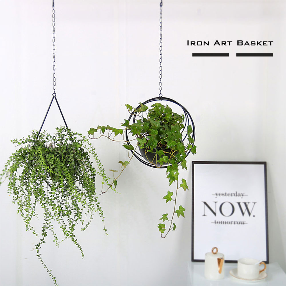 3 Type Metal Hanging Baskets Chain Hanging Basket Flowerpot Balcony Swinging Flower Pot Beautiful Balcony 2022