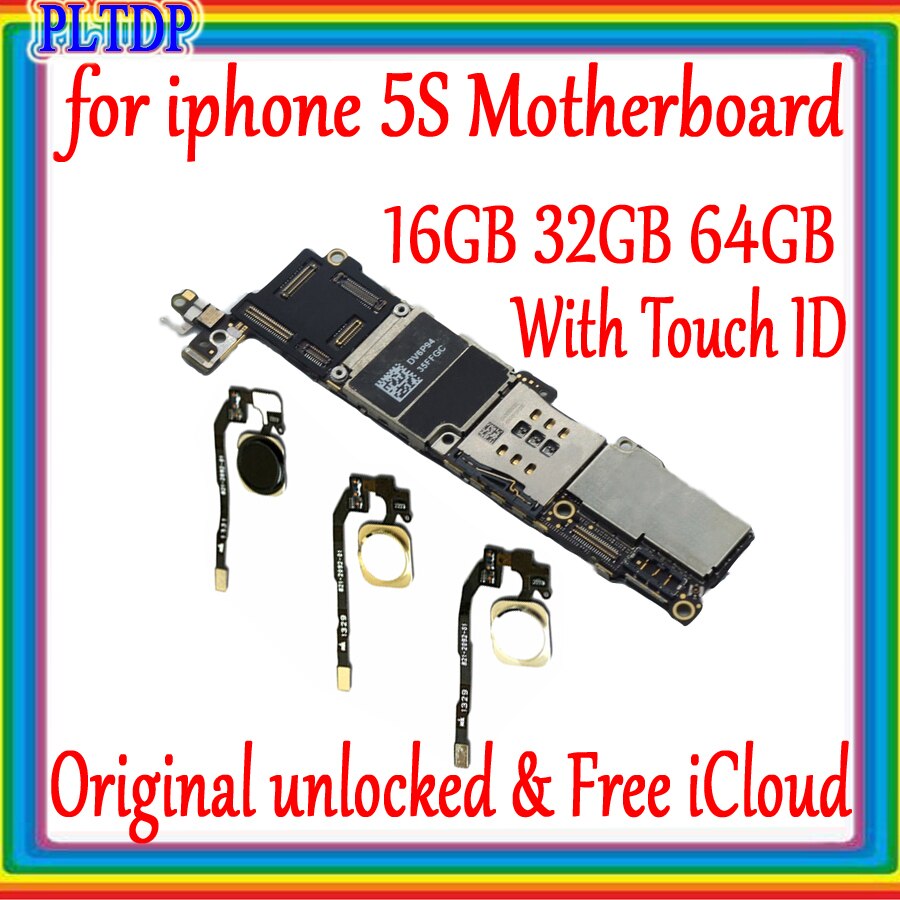 Con/Senza Touch ID per iphone 5s scheda madre 16gb/32gb/64gb, con il pieno di Chip per iphone 5 5s Mainboard,100% originale Sbloccato