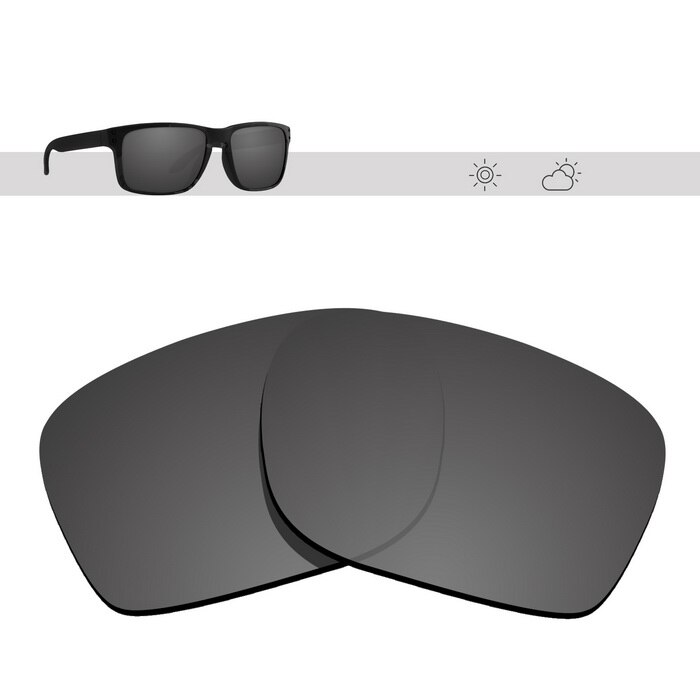 Glintbay Gepolariseerde Vervanging Zonnebril Lenzen Voor Oakley Holbrook-Meerdere Opties: Black Chrome