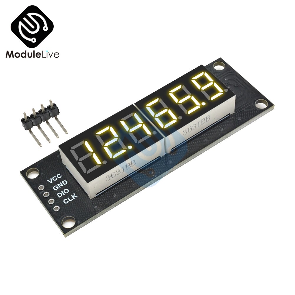 Tm1637 6 bitar 5v digital ledd displaymodul för arduino 7 segment 0.36 tum decimal klocka röd anodrör dubbel prickar modul: Tm1637 gula