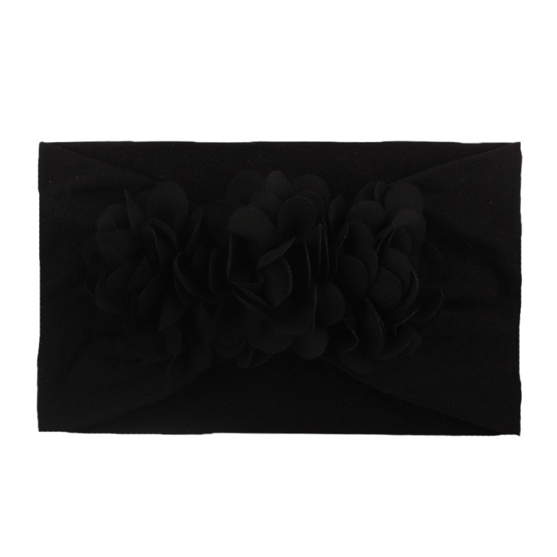 Lace Flower Baby Hoofdbanden Voor Meisjes Elastische Hoofd Wraps Effen Head Band Haar Boog Zuigelingen Pasgeboren Haar Accessoires Foto prop: Black