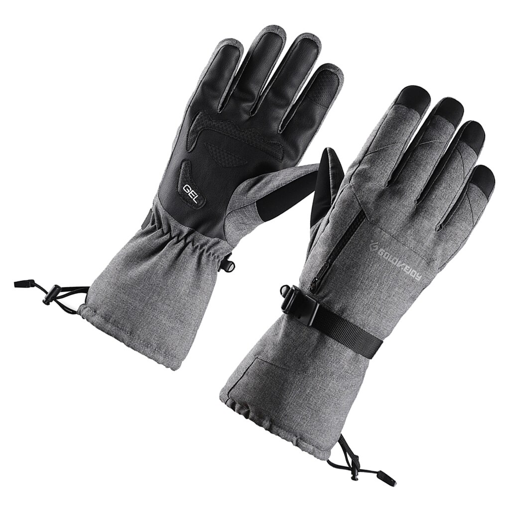 Imperméable à l'eau neige Ski gant coupe-vent chauffe-mains écran tactile fermeture éclair