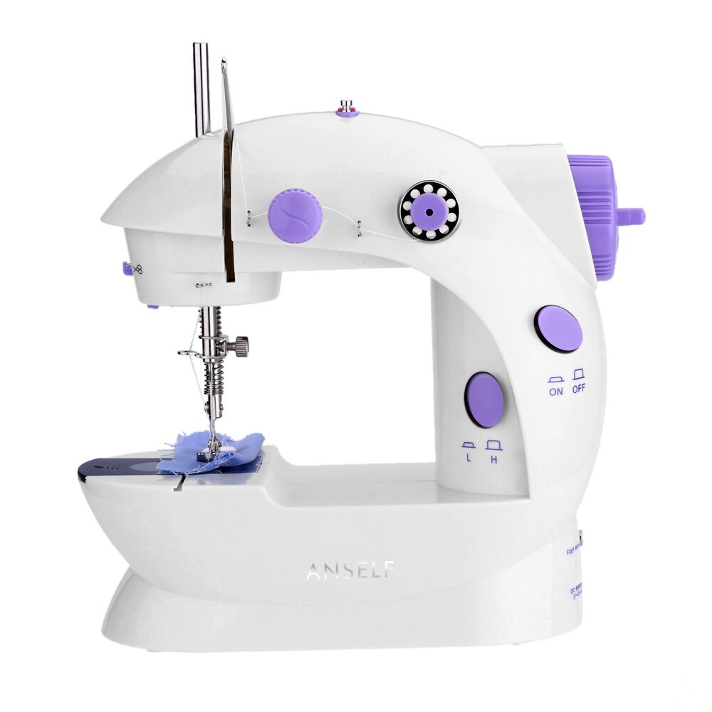 Mini Sewing Machine 2-Speed Double Thread Portable Electric Household Multifunction Sewing Machin with Light Cutter Foot Pedal