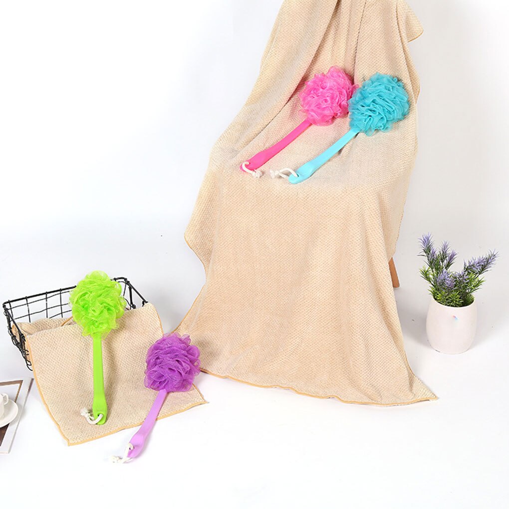 Long Handle Bath Netted Brush Hanging Soft Mesh Sponge Back Body Hanging Shower Scrubber Loofah