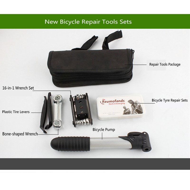 Fahrrad Werkzeug Tasche Multi-funktion Falten Reifen Reparatur Bausätze Multifunktionale Bausatz einstellen Mit Tasche Pumpe für Fahrrad Fahrrad TL-152