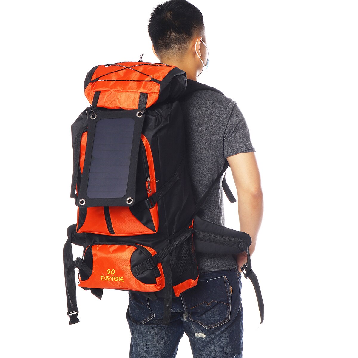 32W 5V Portable Solar Panel Charger Waterproof Solar Power Bank Sunpower Solar Cells USB Backpack Camping Hiking for Cell Phone