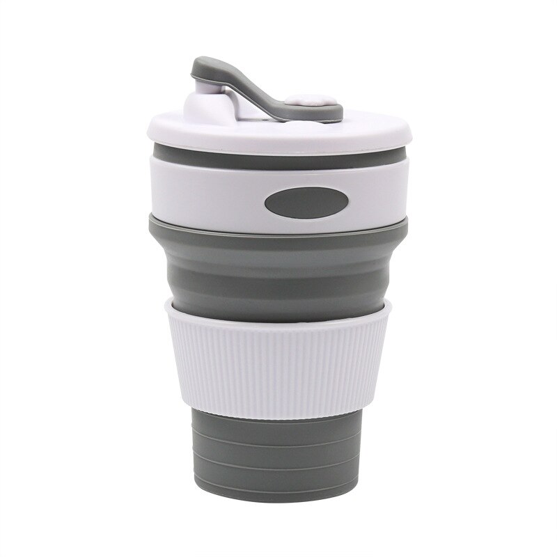 350ml opvouwbare koffiekopjes draagbare sportcompressie buiten intrekbare waterkoker anti-verbranding: Lichtgrijs