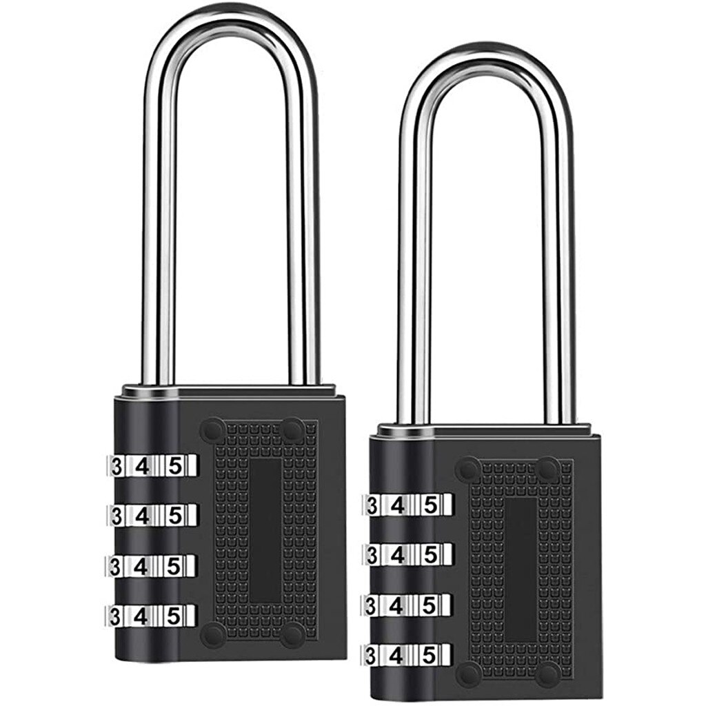 2Pcs Outdoor Combinatie Hangslot Lange Beugelslot Beugel Waterdichte 4 Digit Resettable Combinatie Lock #40