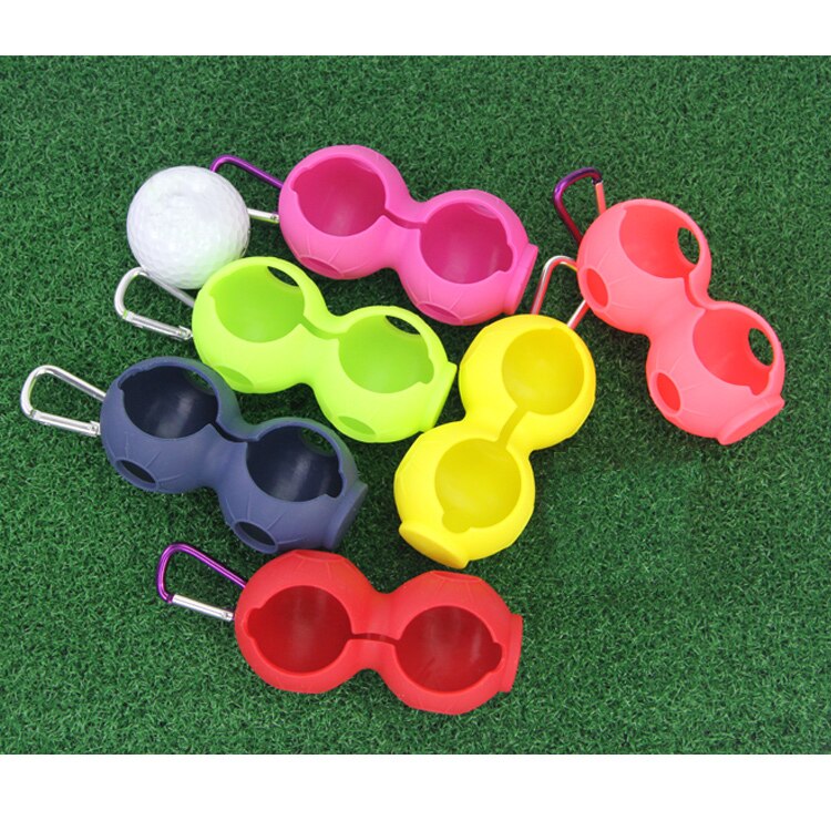 Golfbold beskyttelsesovertræk blød silikone taljeholder ærme opbevaringspose nøglering golf tilbehør til 2 bolde