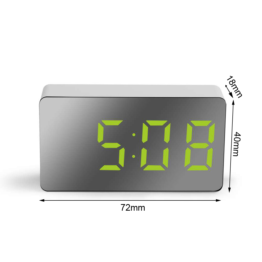 LED Multifunctional Mirror Clock Digital Alarm Snooze Display Time Night LCD Light Table Desktop USB 5v/No Battery Home Decor: Green  