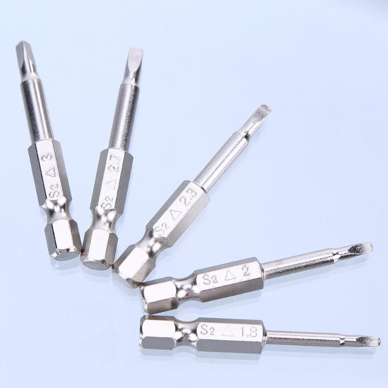 5pcs S2 Alloy Steel Triangular Screw Bits Magnetic Screwdriver Bit Anti Slip Triangle Screw Head 1.8/2/2.3/2.7/3 mm
