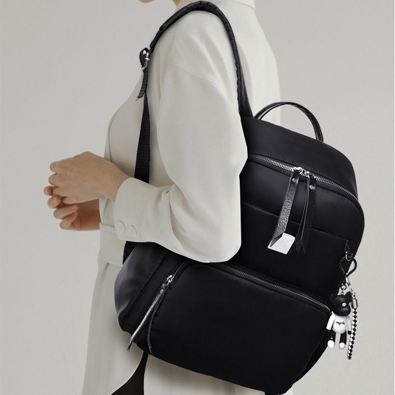 Tuladuo kvinnlig ryggsäck preppy stil dam ryggsäck oxford axelväskor björn hänge dam toto