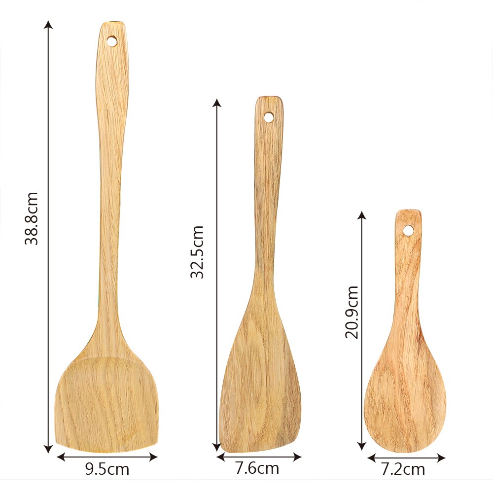 Hoomin kjøkken kokekar kokekar tredreier tre spade tre spatel kjøkkenverktøy for non-stick pan ris skje