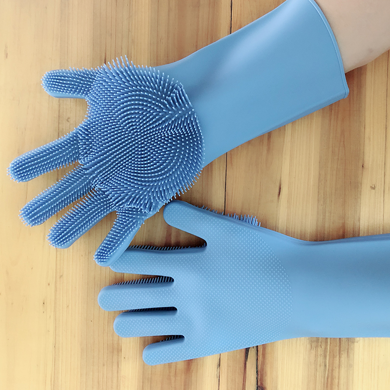 2 stks/paar beide handen Magic Silicone Rubber Afwas Handschoenen Milieuvriendelijke Scrubber Schoonmaak Voor Multipurpose Keuken Badkamer