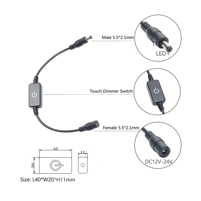 Neuer LED-Licht-berühren-Dimmer-Schalter DC 12V 24V 4A Einfarbiger Dimm-/Ein/Aus-Regler für 5050 2835 3014 5730 LED-Lichtstreifen
