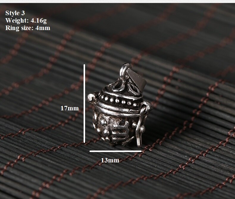100% 925 argent petit Gau boîte pendentif Vintage 925 Sterling tibétain boîte pendentif bouddhiste prière boîte Ghau pendentif