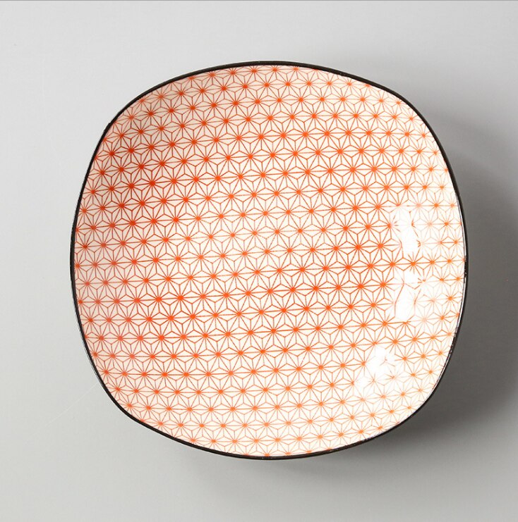 Japanese 8-inch Square Ceramic Dish Glaze Color Simple Household Serving Dish Salad Plate Dinner Plates For Kitchen Utensils: 17