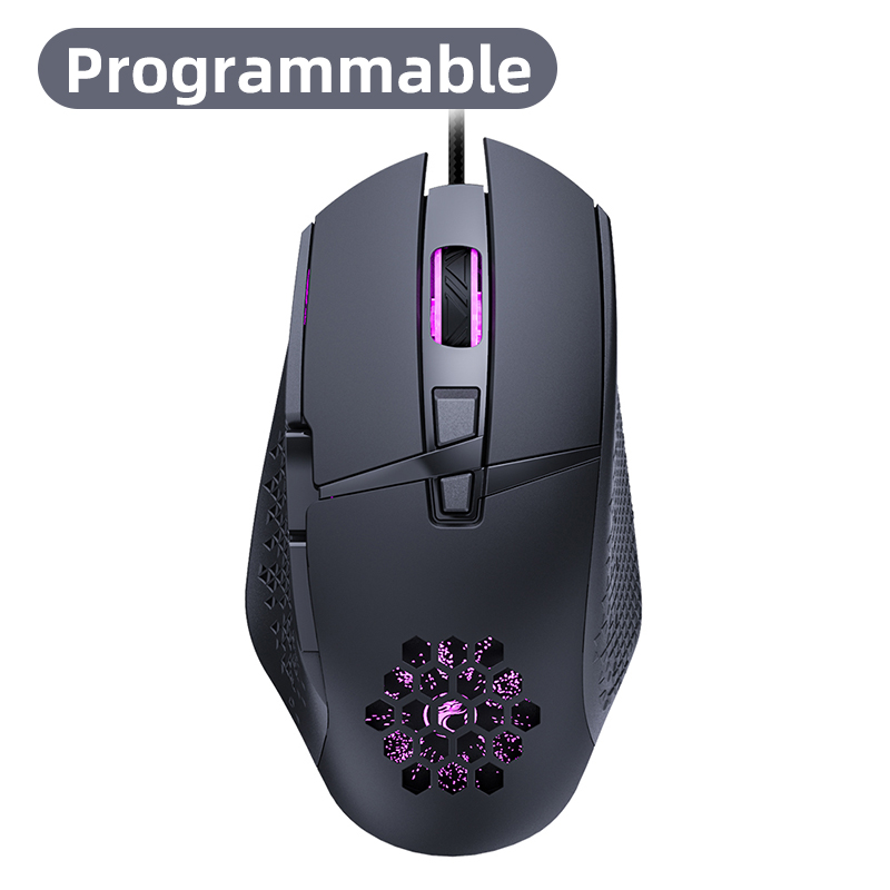 Przewodowa mysz do gier Gamer Mause komputer ergonomiczna cicha mysz USB z kablem RGB podświetlenie LED 7200 myszy DPI do laptopa PC: T90 Programmable
