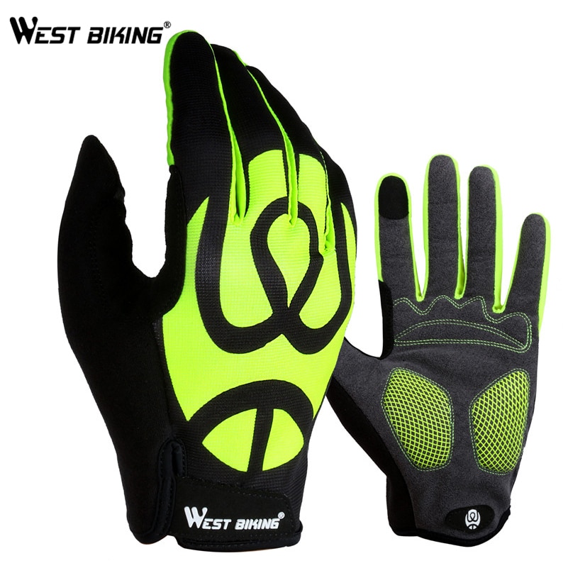 WEST BIKING Bicycle Glove Full Finger GEL Anti-Slip Touch Screen MTB Road Bike Men Women Outdoor Sport Breathable Cycling Gloves