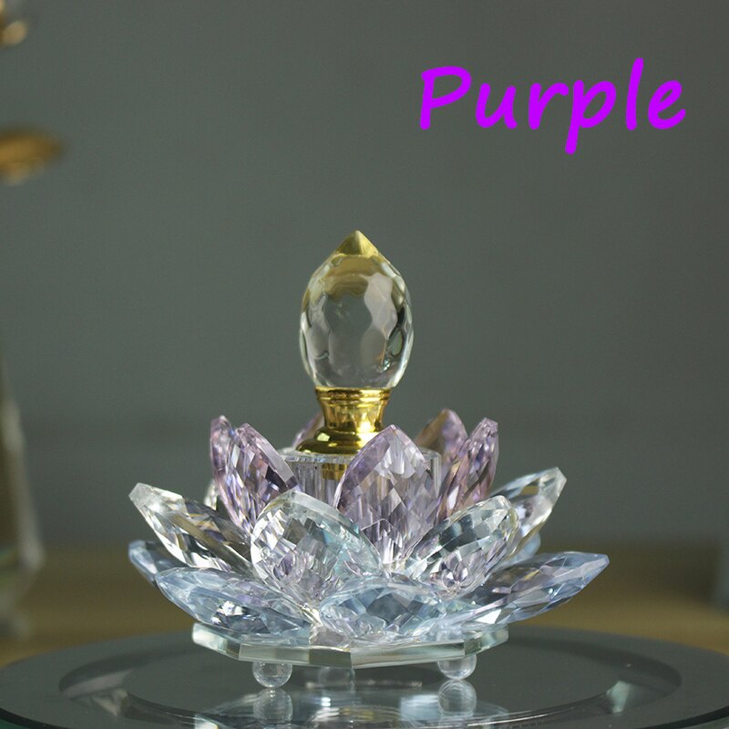 Decorative Crystal Lotus Flower Shape Refillable Perfume Oil Bottle Home Decoration