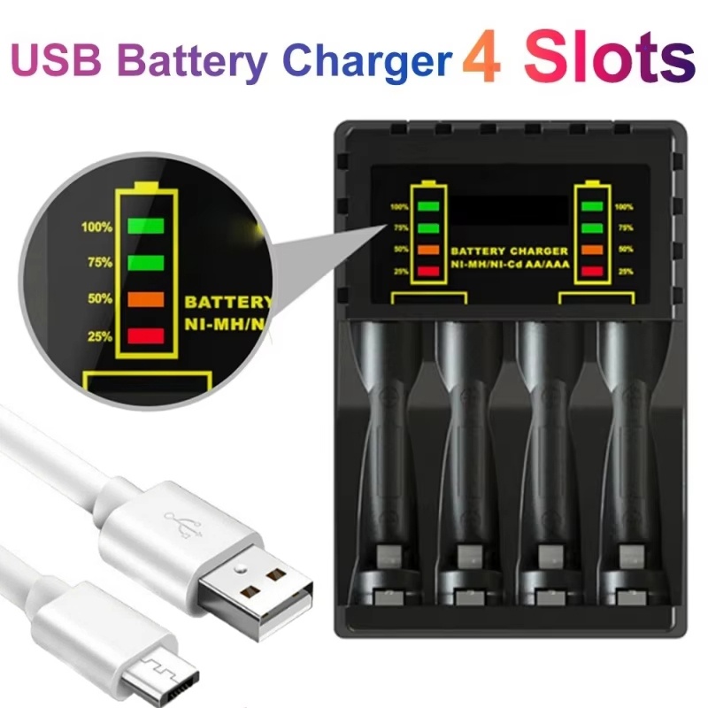 4 Slots Battery Charger With LED Intelligent Display Charger For 1.2V Ni-MH/Ni-Cd Rechargeable Batteries AAA/AA Battery Charger