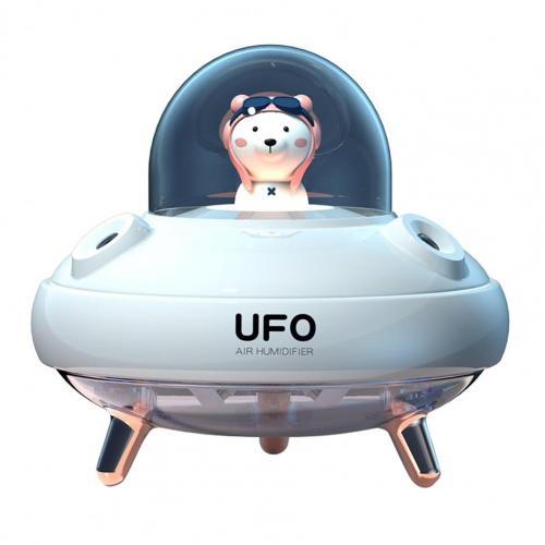 Humidificador de aire de para decoración del hogar, accesorios de coche recargable, doble Caño, UFO Bear:  White Charging