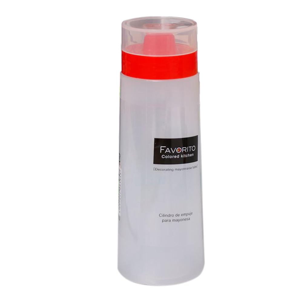 Kitchen Tool Domestic 4-hole Salad Sauce Squeeze Oil Bottle Linearity Condiment Bottle Ketchup Plastic Storage Bottle: Red