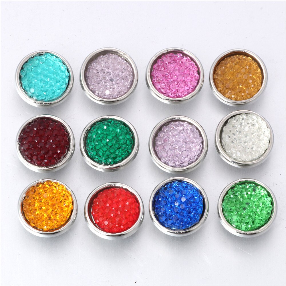 10pcs/lot Mixed Color 12MM Random Fish Scale Resin Snap Button For Women Fit 12mm Snap Bracelet Bangle Earrings Necklaces: 7