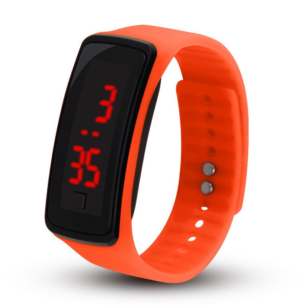 Relojes deportivos LED para hombre y mujer, de silicona de Color caramelo, con pantalla táctil, relojes digitales, pulsera impermeable, reloj de pulsera para niños: orange