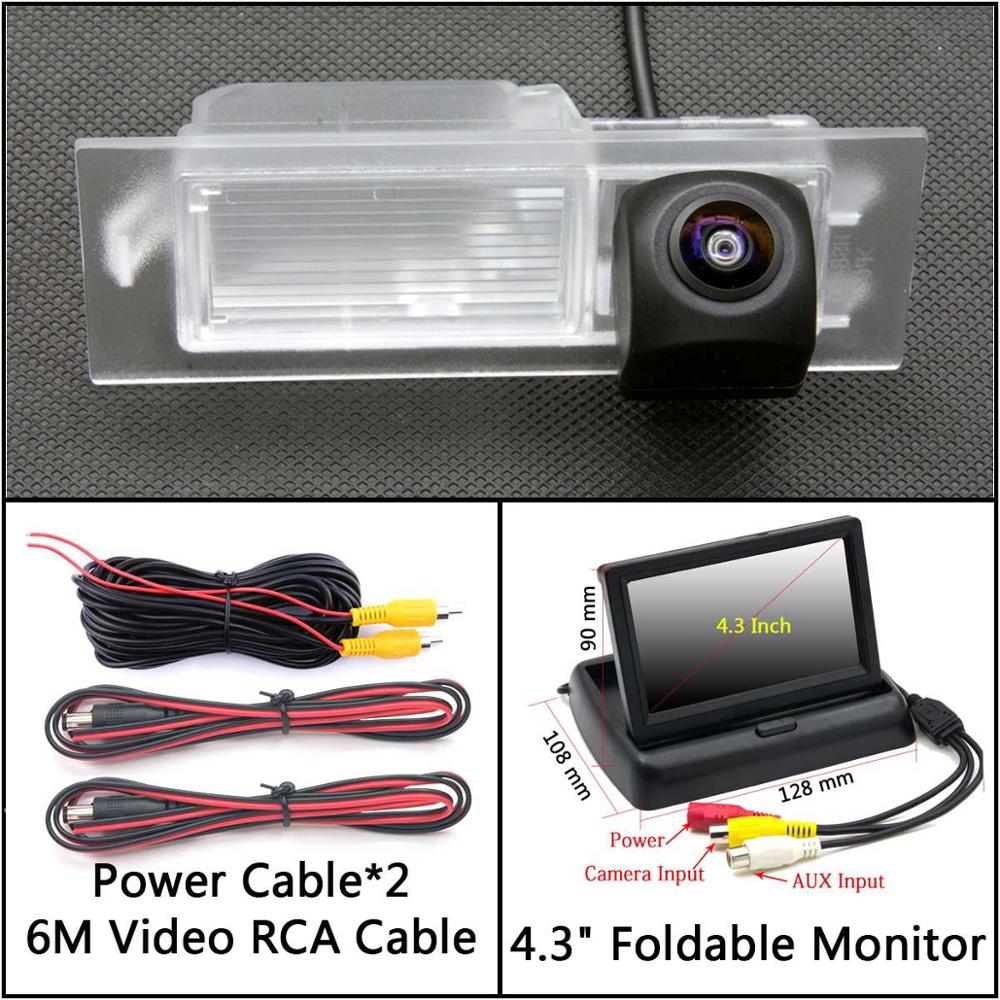 Cámara de visión trasera inversa HD de 175 grados para Fiat Tipo/Egea Monitor de aparcamiento visión nocturna impermeable: Cam N 4.3 inch Fold